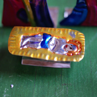 Small Fold-Up Tin Nativity Creche, 10 pieces Christmas Zinnia Folk Arts   