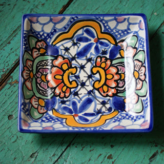 6.5" Small Handmade Dessert Plates, Square, Ready to Ship Ceramics Zinnia Folk Arts Bright Orange  