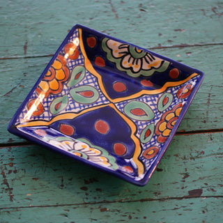 Small Handmade Dessert Plates, Square, Ready to Ship Ceramics Zinnia Folk Arts Pinwheel  