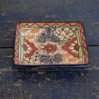 6.5" Small Handmade Dessert Plates, Square, Ready to Ship Ceramics Zinnia Folk Arts Rojo  