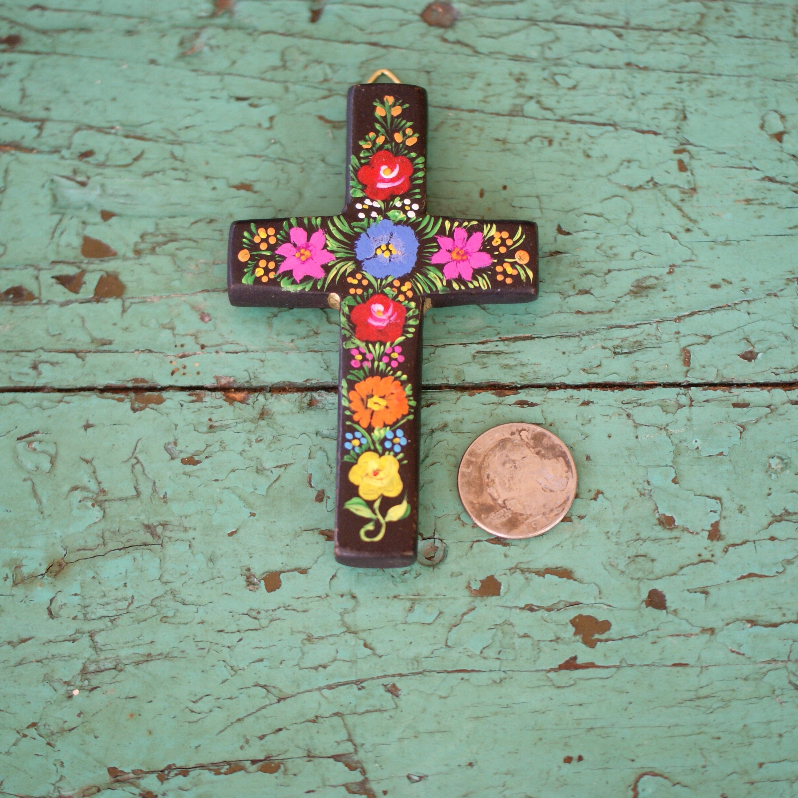 Small Lacquered & Painted Chiapas Wood Cross – Zinnia Folk Arts