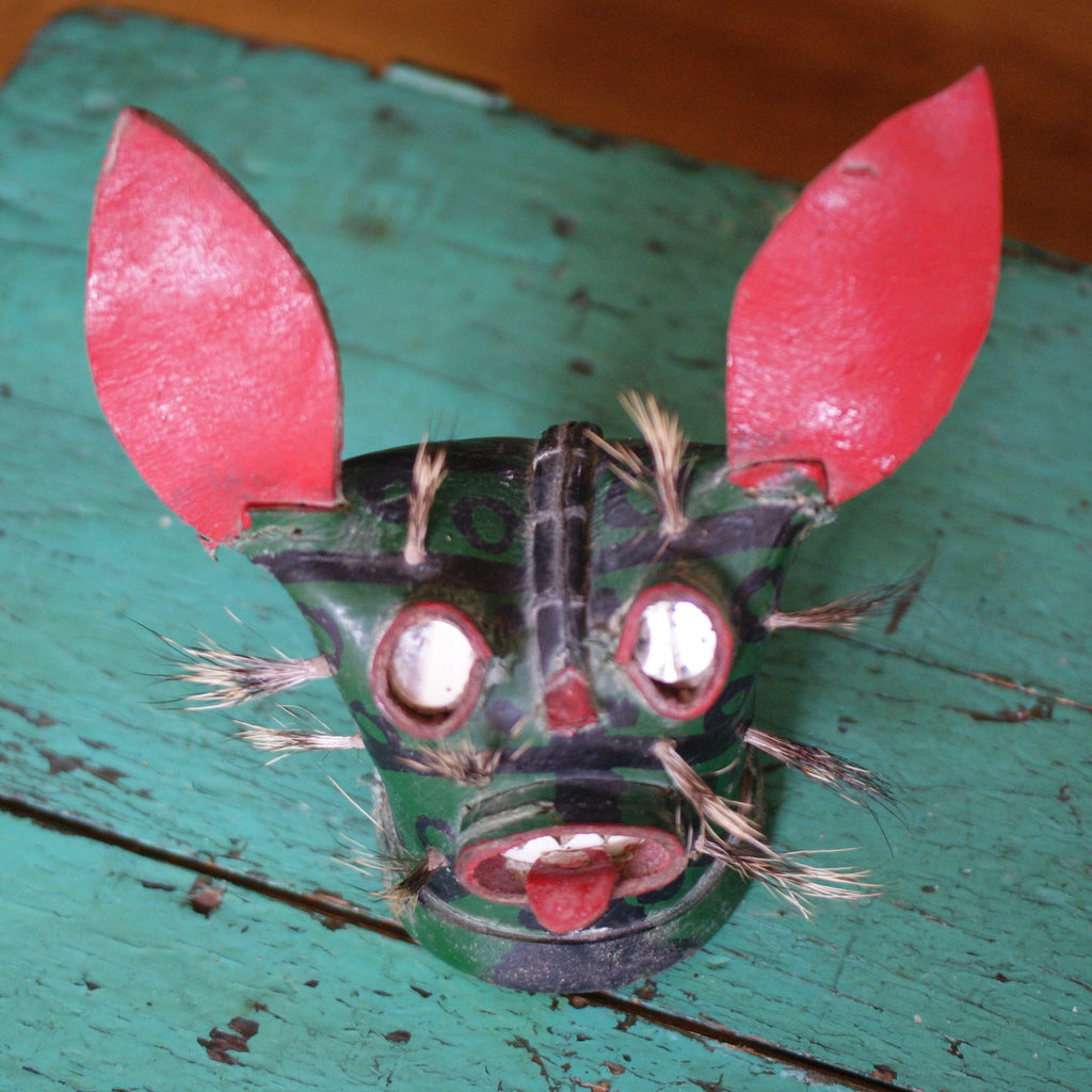 Small Leather Tigre Masks Home Decor Zinnia Folk Arts Green  