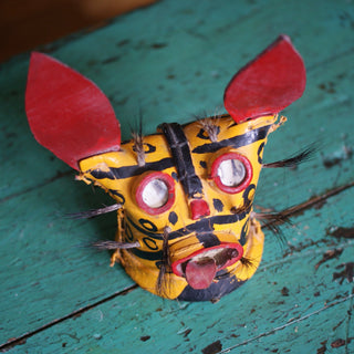 Small Leather Tigre Masks Home Decor Zinnia Folk Arts Yellow  