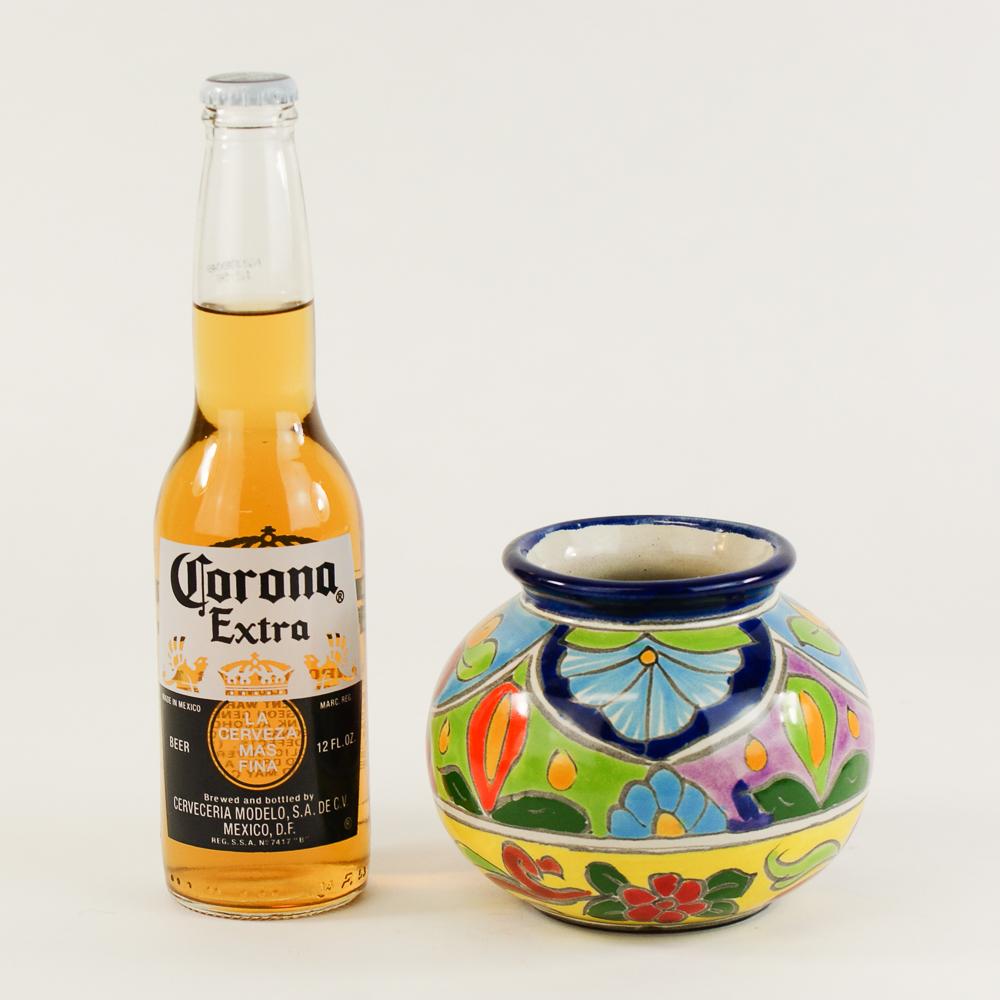 Small Round Mexican Talavera Flower Vases, Ready to Ship Ceramics Zinnia Folk Arts   