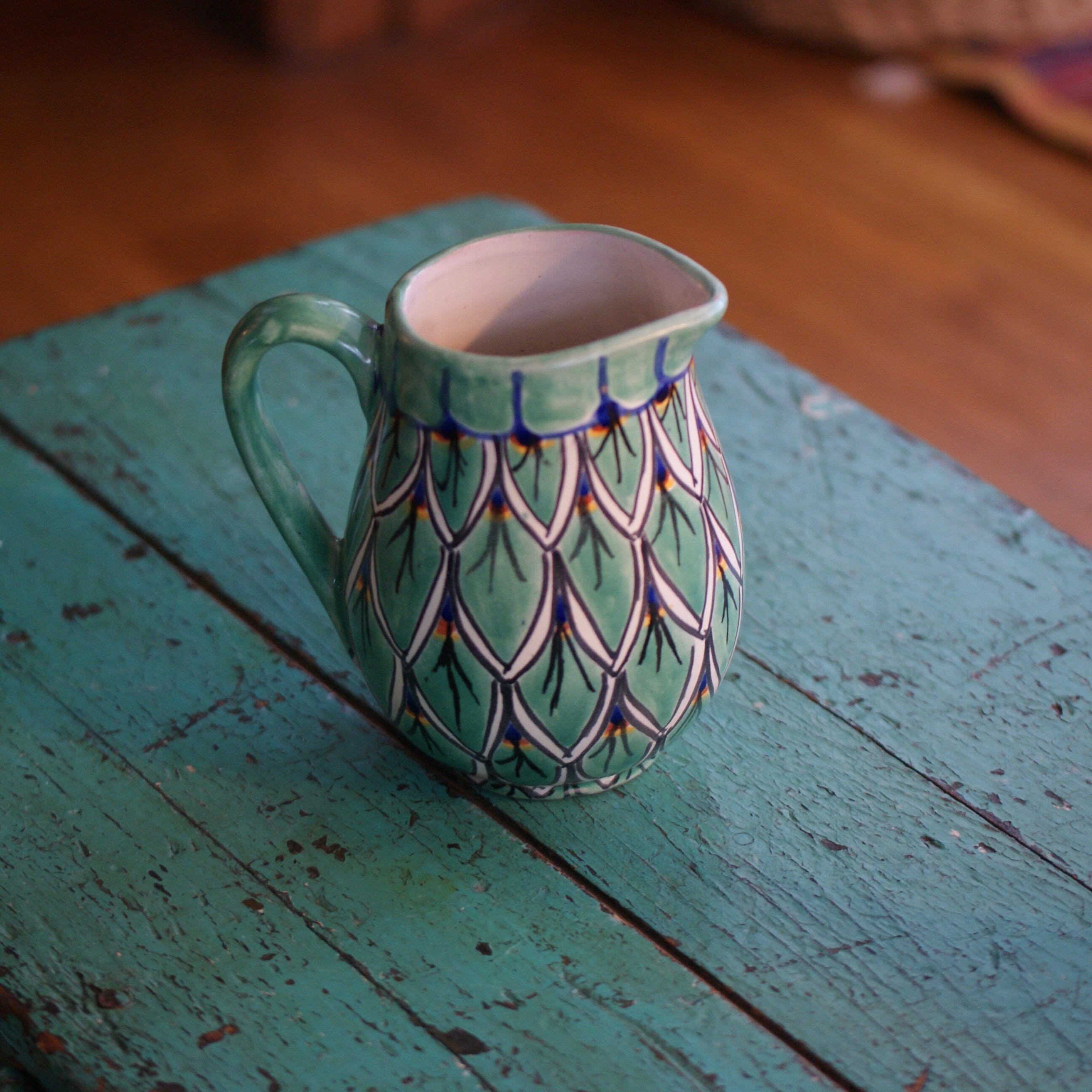 Small Talavera Pitchers, Ready to Ship Ceramics Zinnia Folk Arts Green Zinnia  