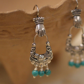 Smaller Frida Kahlo Earrings, Sterling Silver Jewelry Zinnia Folk Arts   