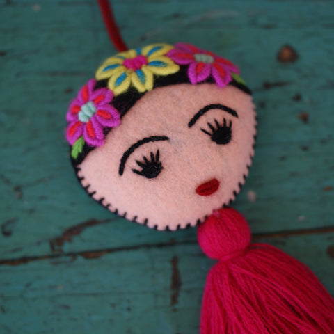 Soft Flannel Hanging Frida Kahlo Whimsical Zinnia Folk Arts   
