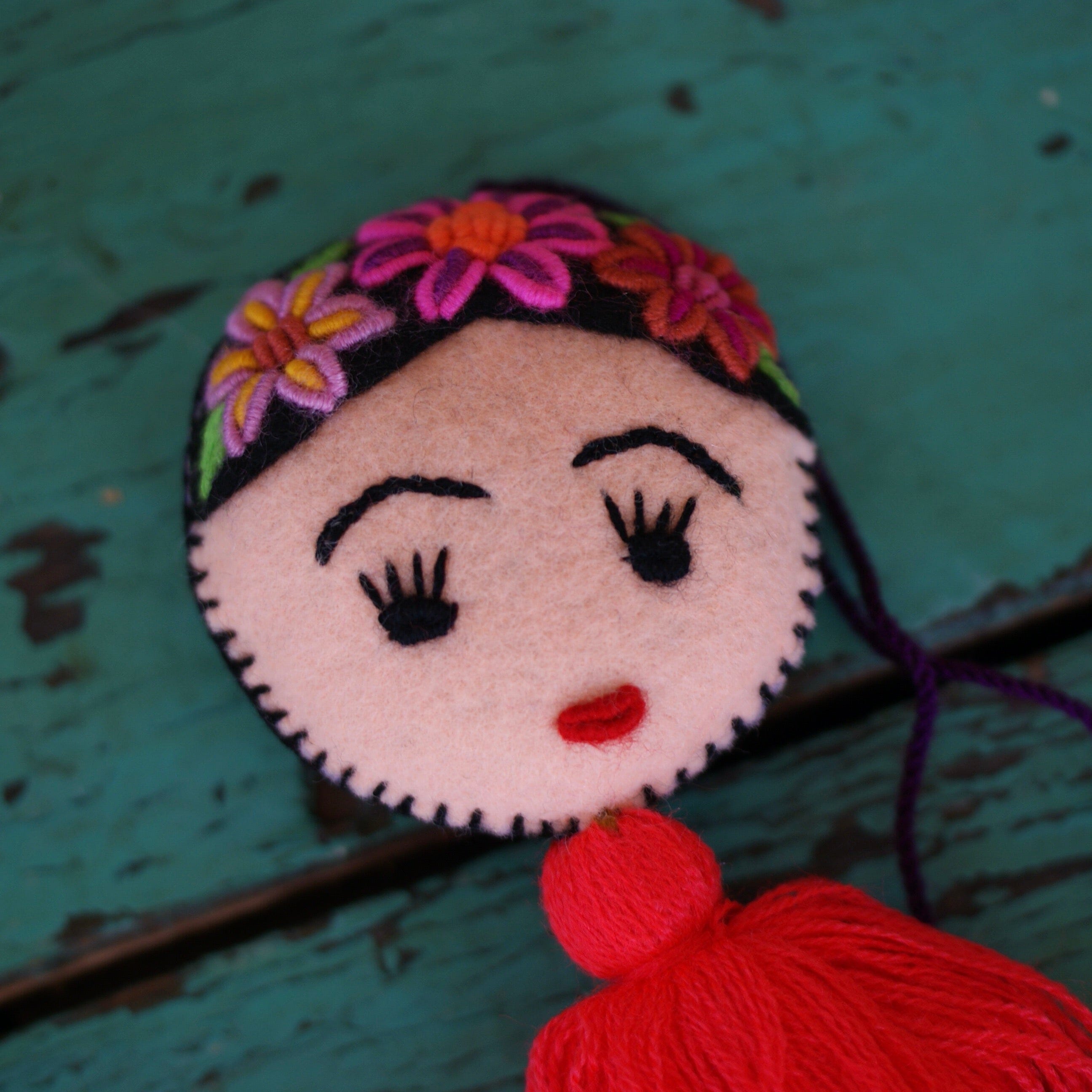 Soft Flannel Hanging Frida Kahlo Whimsical Zinnia Folk Arts   