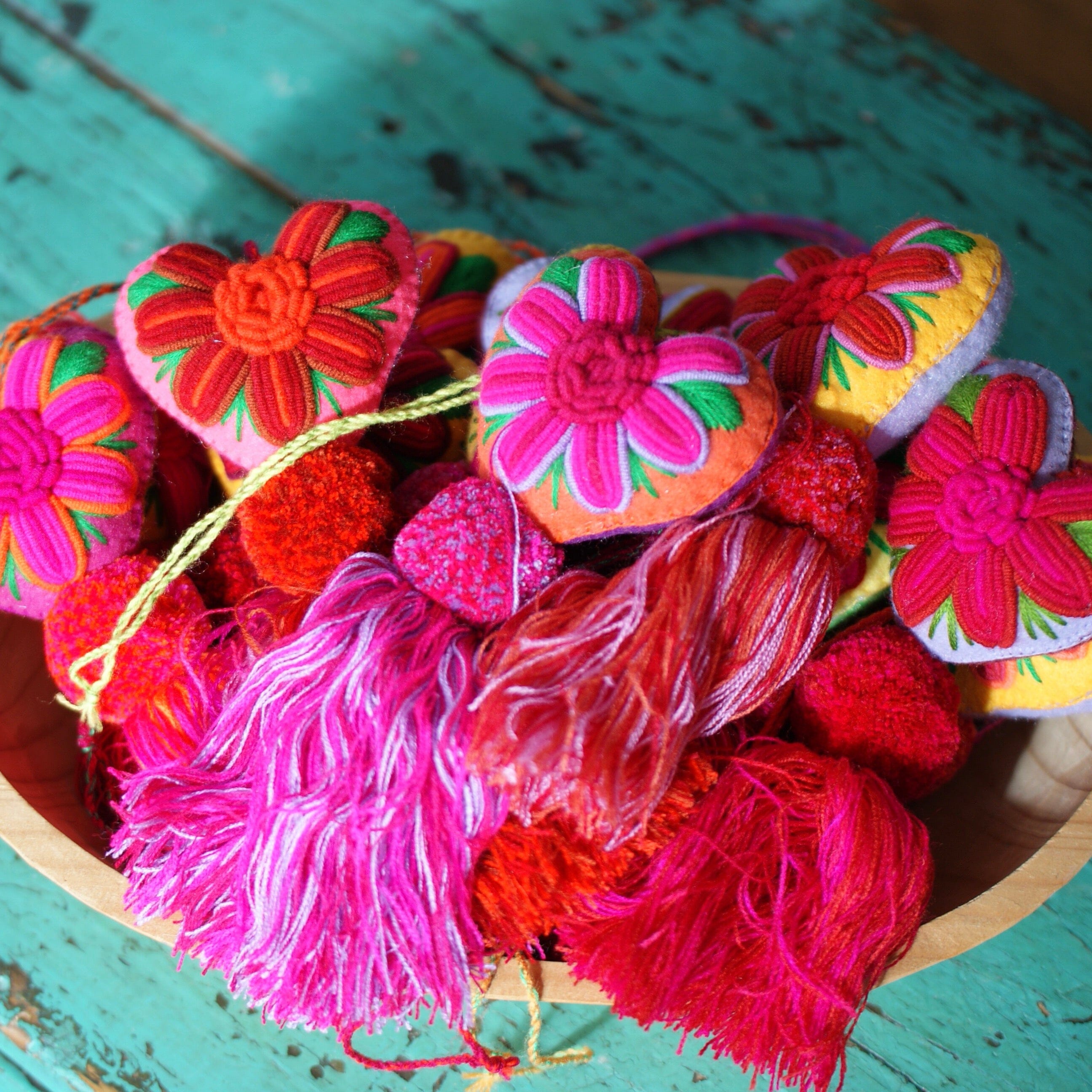 Soft Flannel Mexican Hearts, Medium Home Decor Zinnia Folk Arts   