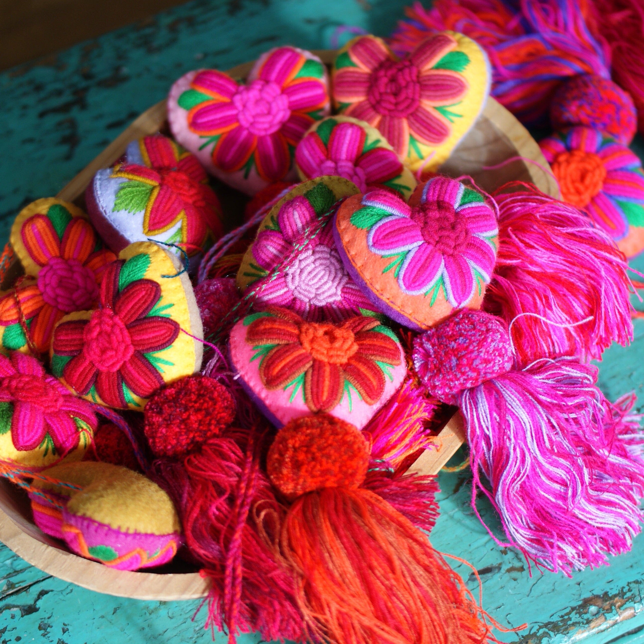 Soft Flannel Mexican Hearts, Medium Home Decor Zinnia Folk Arts   