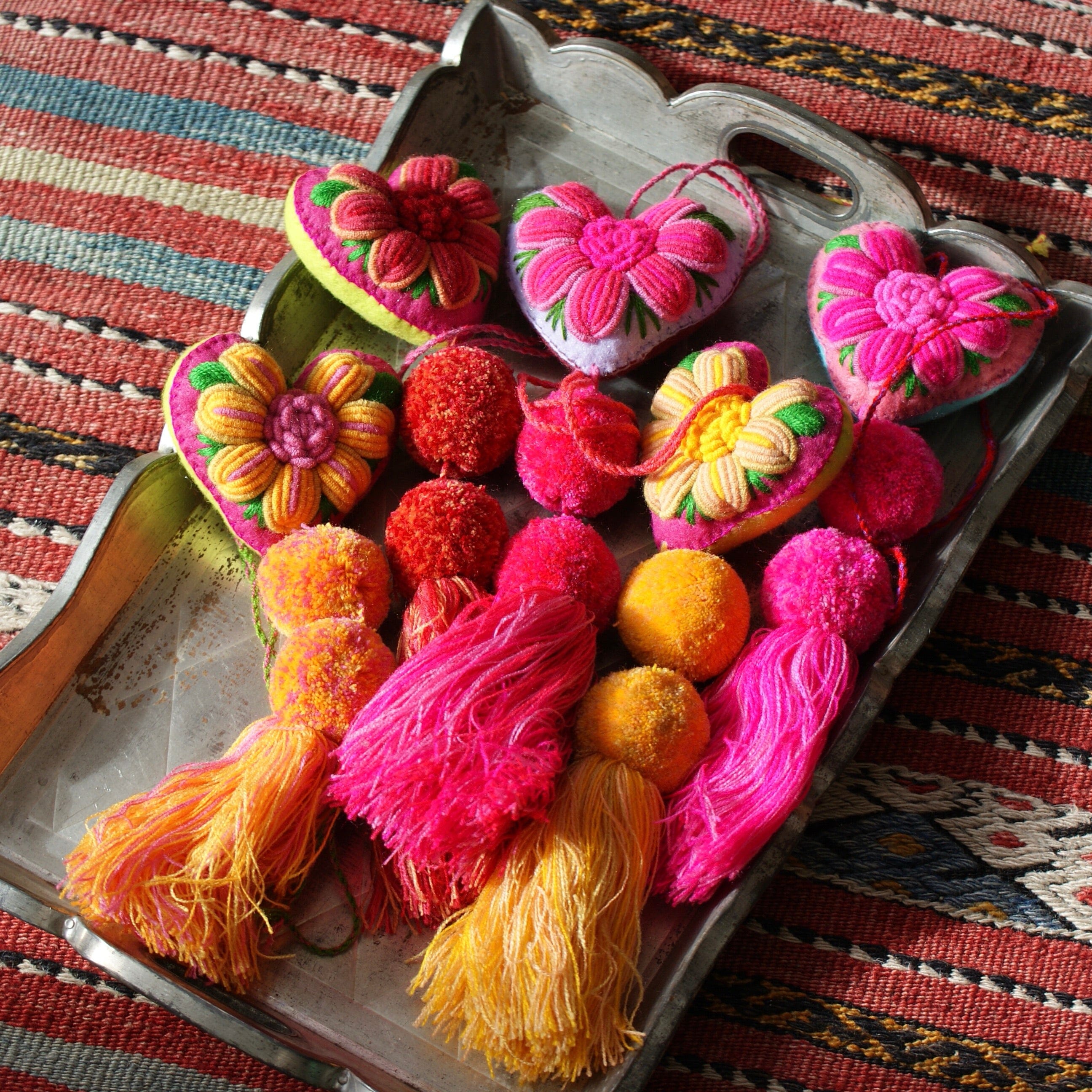 Soft Flannel Mexican Hearts, Medium Home Decor Zinnia Folk Arts   