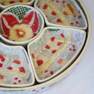 Special Order Appetizer Tray with Removeable Bowl - Amarillo Servingware Zinnia Folk Arts   