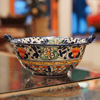 Special Order Cazuela Bowl with Small Handles - Cobalt Servingware Zinnia Folk Arts   