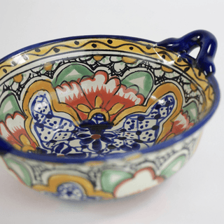 Special Order Cazuela Bowl with Small Handles - Orange Hibiscus Servingware Zinnia Folk Arts   
