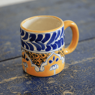 Special Order Coffee Mug - Blue/Saffron Tableware Zinnia Folk Arts   