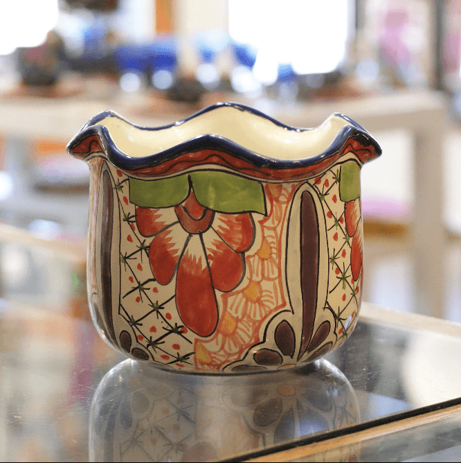 Special Order Curvy Edge Flower Pot - Rojo Pots and Vases Zinnia Folk Arts   