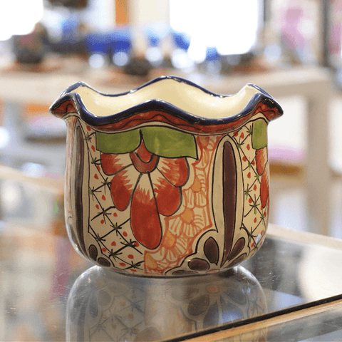 Special Order Curvy Edge Flower Pot - Rojo Pots and Vases Zinnia Folk Arts   