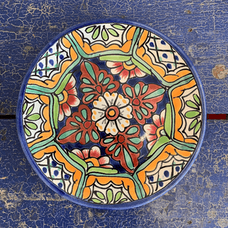 Special Order Dinner Plate - Azul y Rojo Tableware Zinnia Folk Arts   