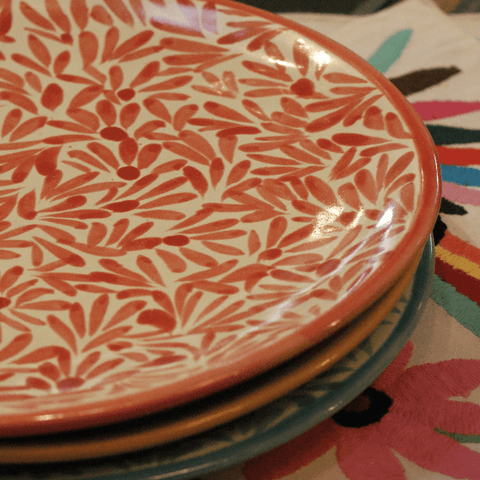 Special Order Dinner Plate - Spring Coral Tableware Zinnia Folk Arts   