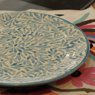 Special Order Dinner Plate - Spring Turq Tableware Zinnia Folk Arts   