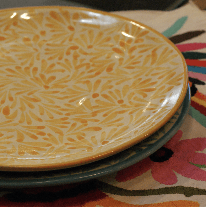 Special Order Dinner Plate - Spring Yellow Tableware Zinnia Folk Arts   