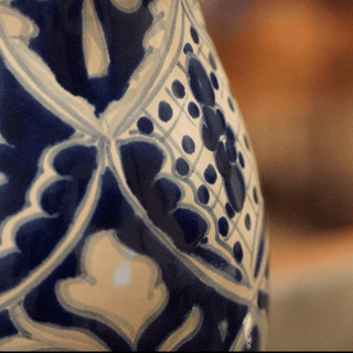Special Order Mexican Talavera Flower Vase - Blue/White Pots and Vases Zinnia Folk Arts   