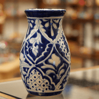 Special Order Mexican Talavera Flower Vase - Blue/White Pots and Vases Zinnia Folk Arts Blue & White Mix  