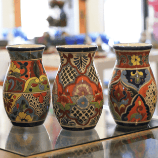 Special Order Mexican Talavera Flower Vase, Multi-Color Pots and Vases Zinnia Folk Arts   