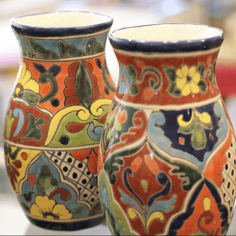 Special Order Mexican Talavera Flower Vase, Multi-Color Pots and Vases Zinnia Folk Arts   