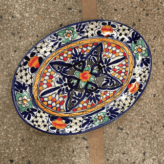 Special Order Mexican Talavera Serving Platter - Cobalt Servingware Zinnia Folk Arts   