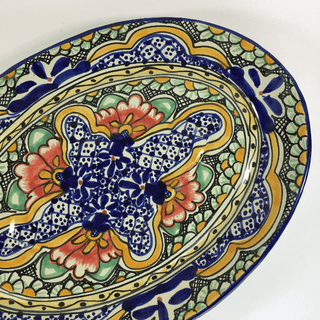 Special Order Mexican Talavera Serving Platter - Orange Hibiscus Servingware Zinnia Folk Arts   