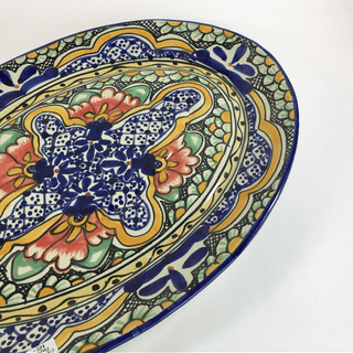 Special Order Mexican Talavera Serving Platter - Orange Hibiscus Servingware Zinnia Folk Arts   