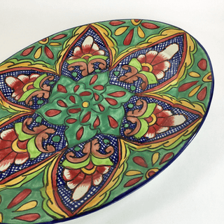 Special Order Mexican Talavera Serving Platter - Verde Servingware Zinnia Folk Arts   