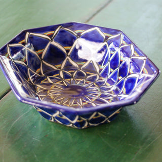 Special Order Octagonal Serving Bowl - Blue Zinnia Servingware Zinnia Folk Arts   