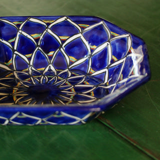 Special Order Octagonal Serving Bowl - Blue Zinnia Servingware Zinnia Folk Arts   
