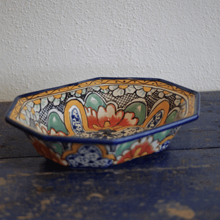 Special Order Octagonal Serving Bowl - Orange Hibiscus Servingware Zinnia Folk Arts   