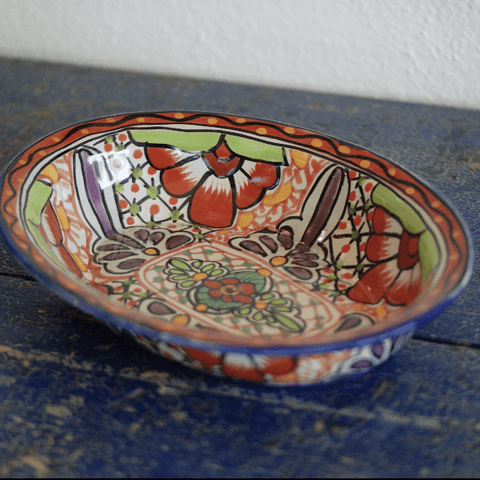 Special Order Oval Serving Bowl - Rojo Servingware Zinnia Folk Arts   