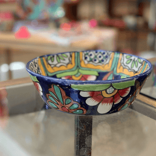Special Order Pozole Bowl - Azul y Rojo Tableware Zinnia Folk Arts   