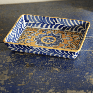 Special Order Rectangular Baking Dish (Medium) - Blue/Saffron Bakeware Zinnia Folk Arts   