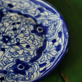 Special Order Round Dessert or Appetizer Plate - Blue/White Tableware Zinnia Folk Arts   