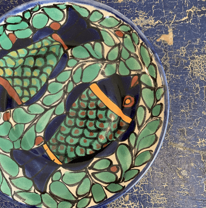 Special Order Round Dessert Plate - Fish Tableware Zinnia Folk Arts   