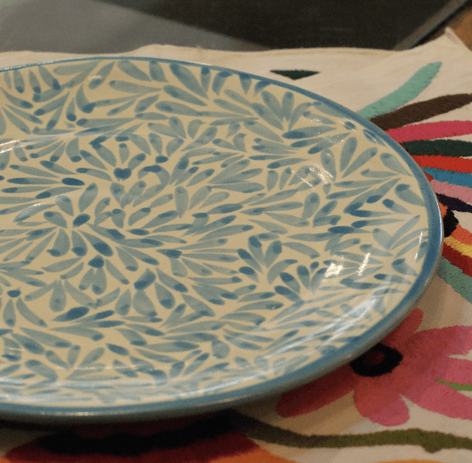 Special Order Round Dessert Plate - Spring Turq Tableware Zinnia Folk Arts   