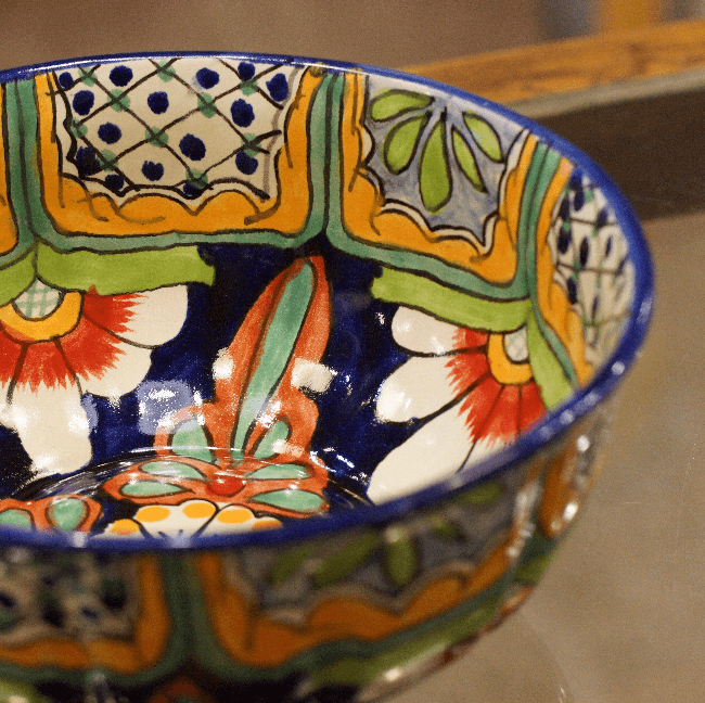 Special Order Salad Bowl (Large) - Azul y Rojo Servingware Zinnia Folk Arts   