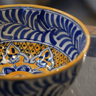 Special Order Salad Bowl (Large) - Blue/Saffron Servingware Zinnia Folk Arts   