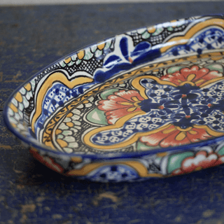 Special Order Shallow Oval Baking Dish - Orange Hibiscus Bakeware Zinnia Folk Arts   
