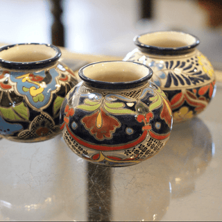 Special Order Small Talavera Round Flower Vase Pots and Vases Zinnia Folk Arts   