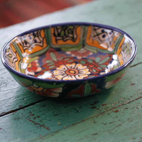 Special Order Soup Bowl - Azul y Rojo Tableware Zinnia Folk Arts   