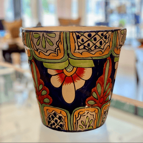 Special Order Tall Flower Pot - Azul y Rojo Pots and Vases Zinnia Folk Arts   