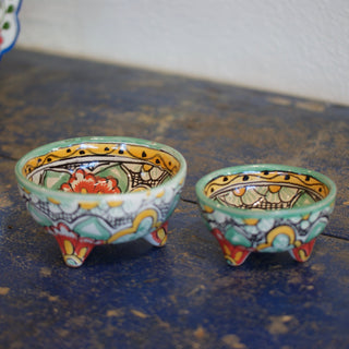 Special Order Three Footed Bowl - Mint Green Servingware Zinnia Folk Arts   