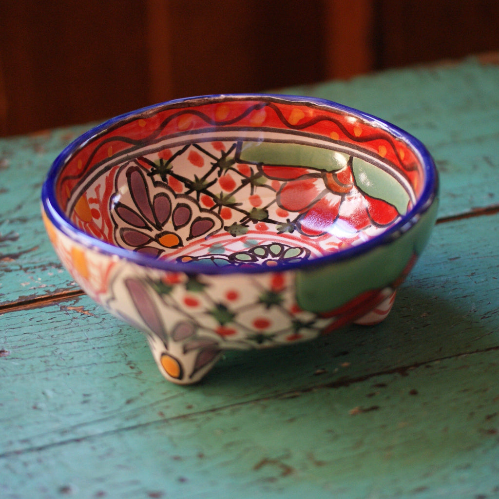 Special Order Three Footed Bowl - Rojo Servingware Zinnia Folk Arts   